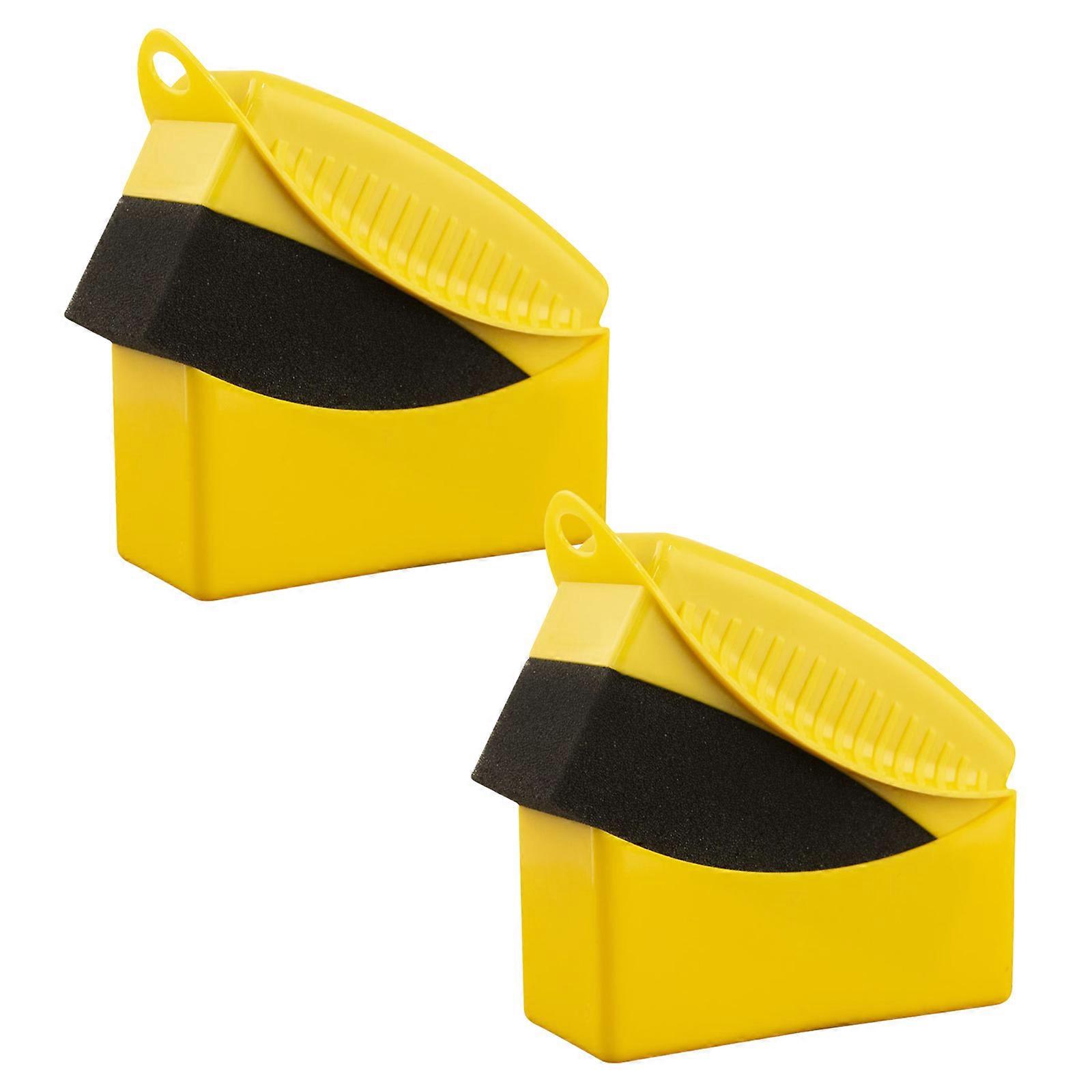 Tire Cleaner Applicator Pads 2pcs, Wheel Dressing Tools, Reusable Tire Dressing Applicator Pad Brush for Auto Detailing Yellow