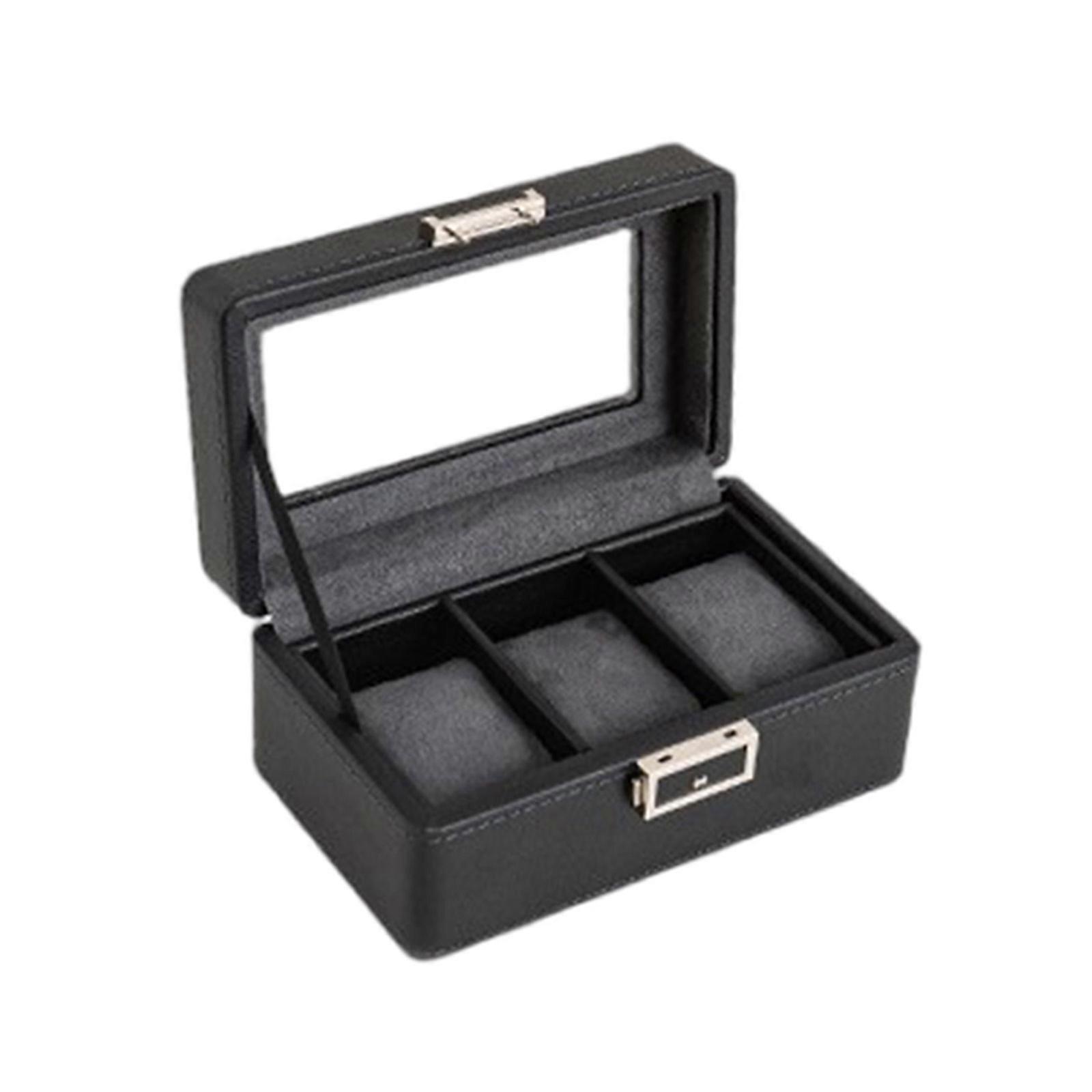 Elegant Watch Storage Box with Stylish Compartments Microsuede Lining and Lockable Top for Secure Display Solution