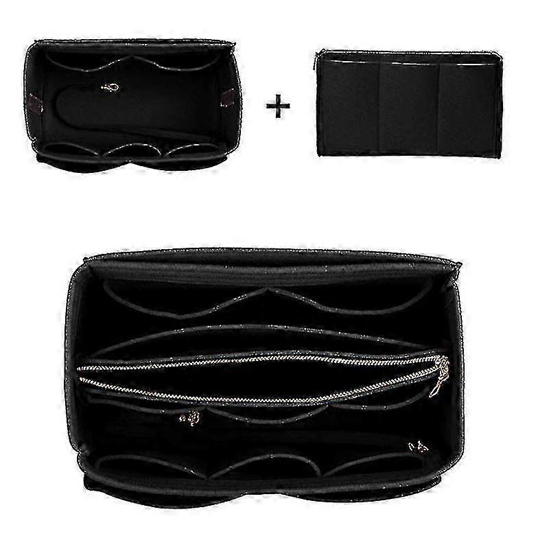 Felt Purse Organizer Insert with Multi-Pocket Zipper Closure, Large Storage Tote Shaper Bag