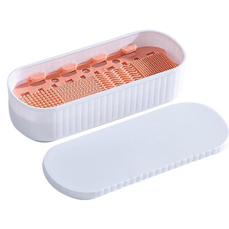 U026 Makeup Brush TRP+PP Storage Box Makeup Egg Puff Cleaning Filter Drying Rack-White