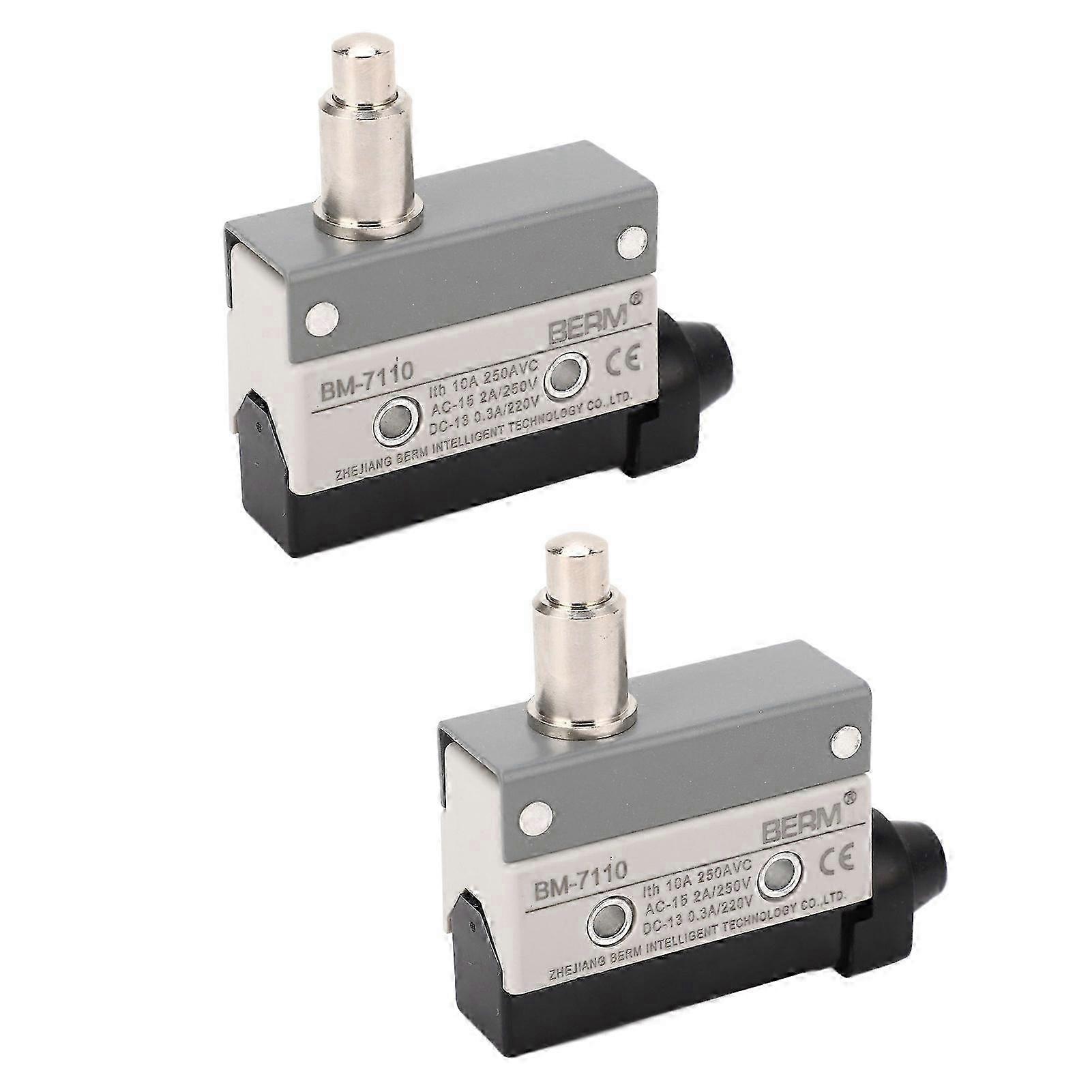 2Pcs Sealed Limit Switch Adjustable Momentary Limit Switch Pin Plunger NO+NC 250VAC