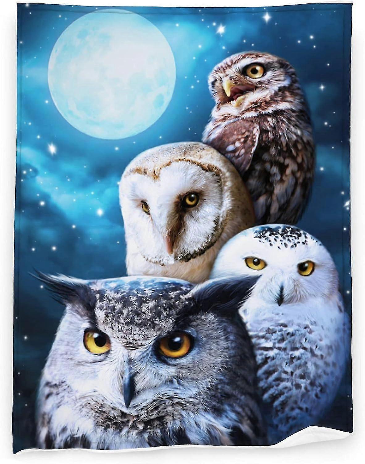 Cute Owl Flannel Throw Blanket - Anti Static & Washable for Bed and Sofa