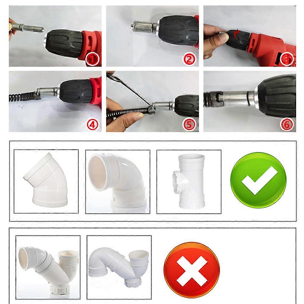 Multifunction Dredging Spring Sewer Bathroom Kitchen Drain Pipes Unblocker Pipeline Clogged Removing Tool Work with Electric Drill