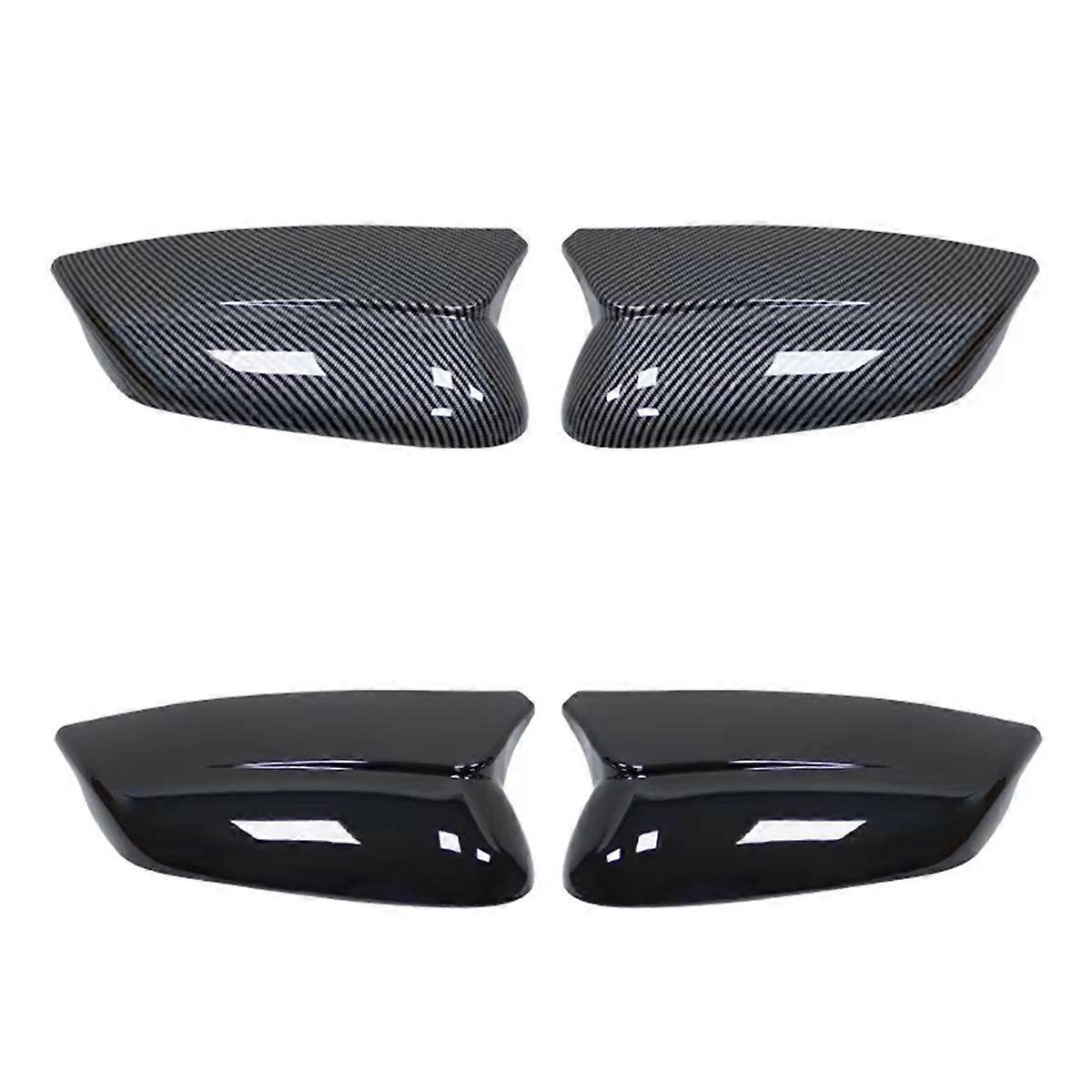 Car Side Wing Mirror Cover Rear View Mirror Shell Caps Bright Black