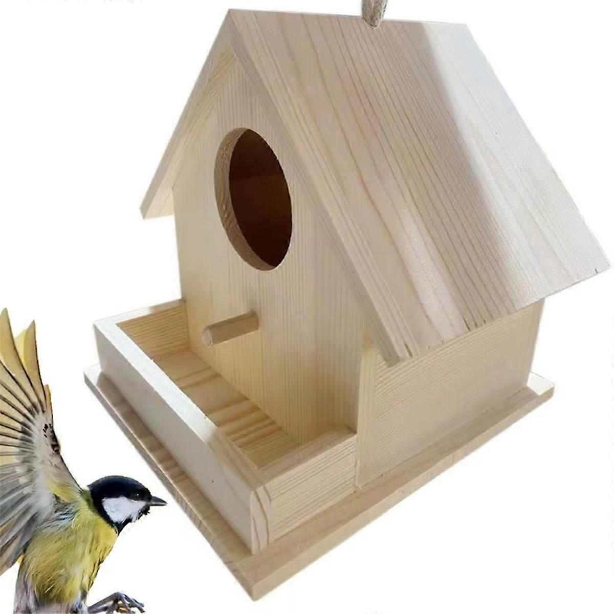 Bird Houses for Hangable Wooden Bird Feeder Box with Pole Pet Cottage