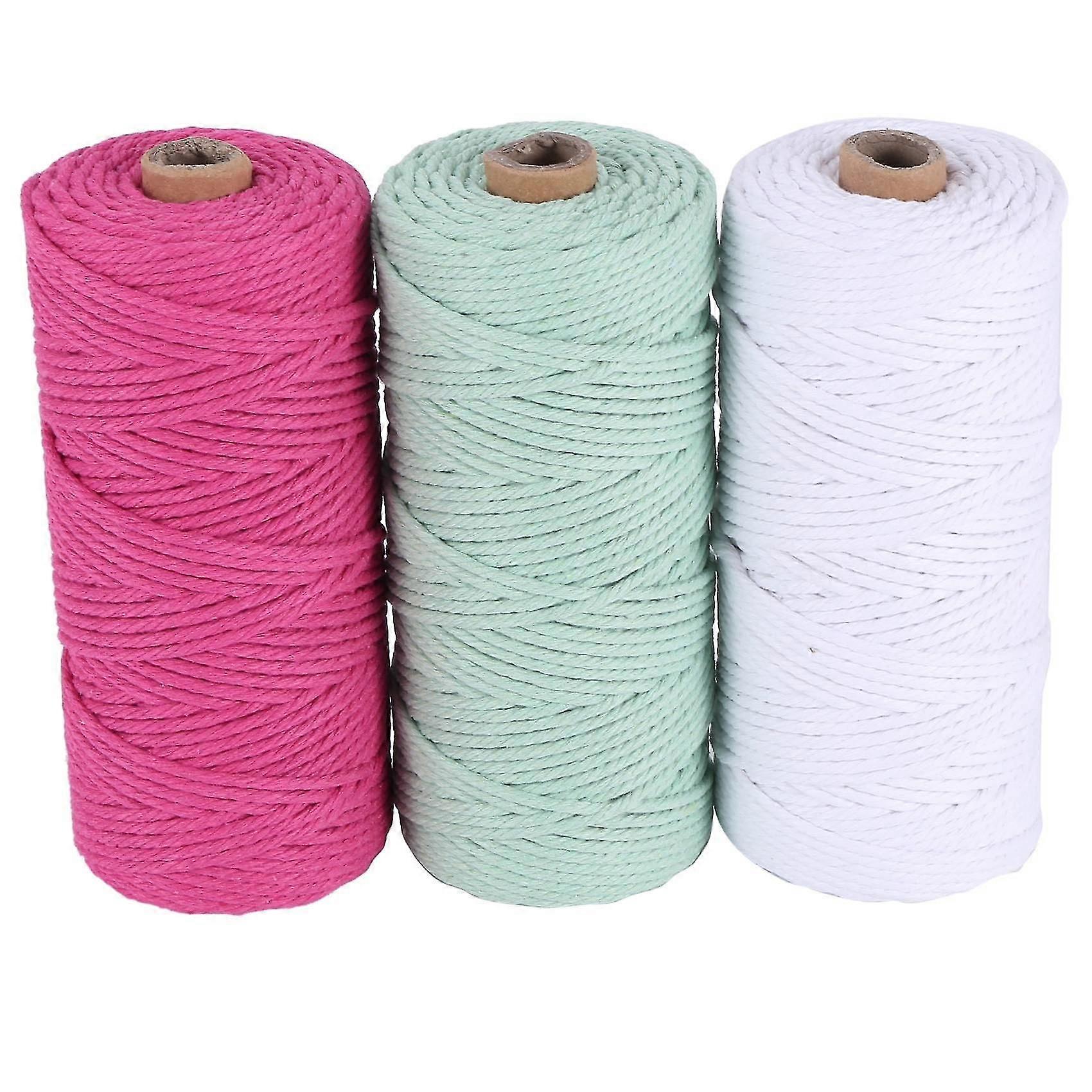 3 Rolls Macrame Cord 3mm x 100M Natural Cord Spool Twine Twisted Rope for Dream Catcher Plant Hange