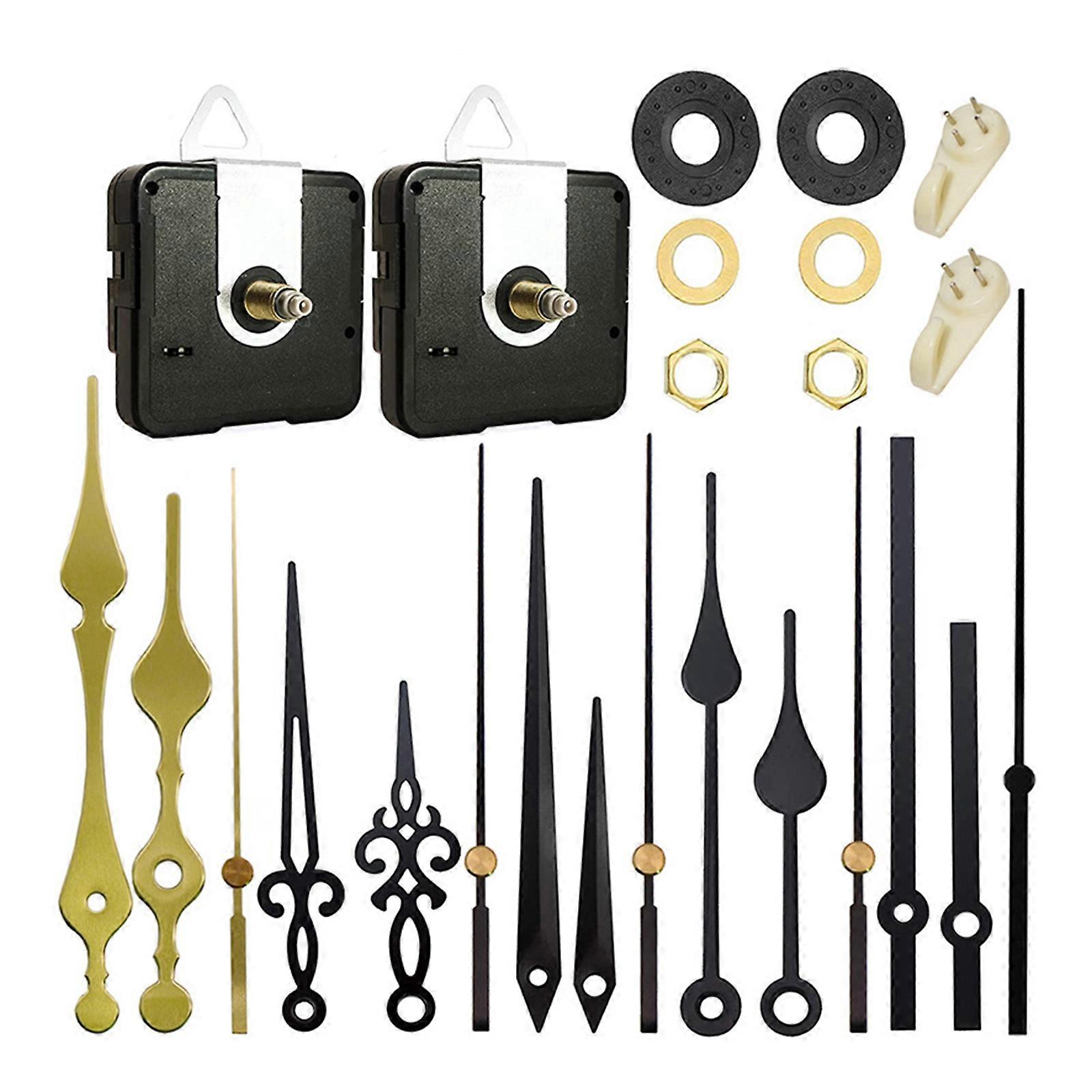 Quartz Clock Motor Movement with 5 Sets of Hands Needles Shaft 13/18/20mm Clockwork Table Set for Clock Repair DIY