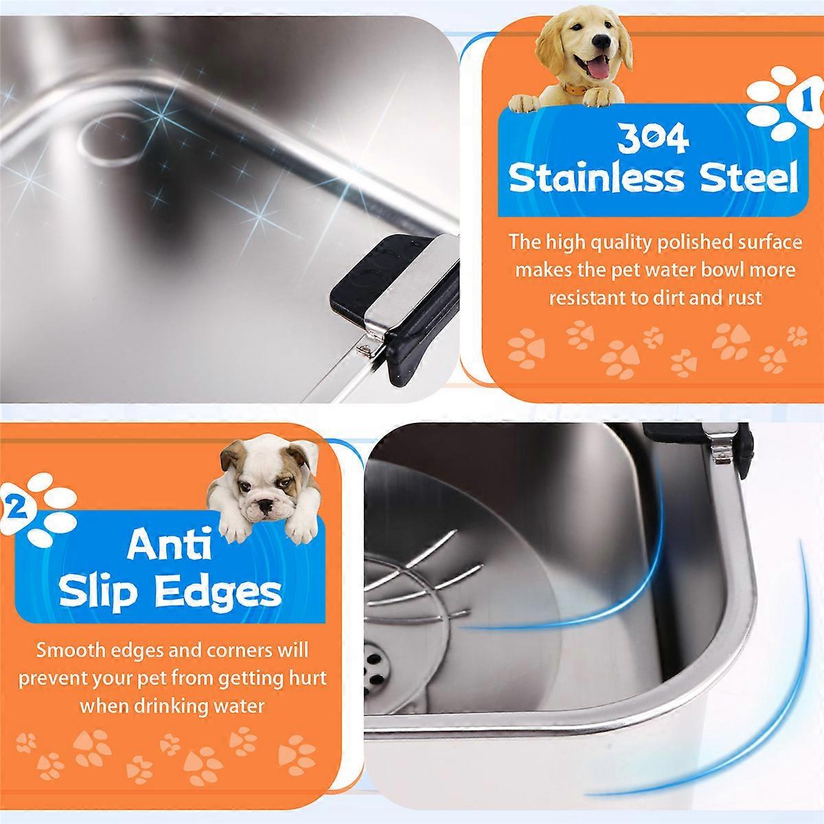 Stainless Steel Dog Pet Non-Overflow Water Bowl Slow Overflow Water