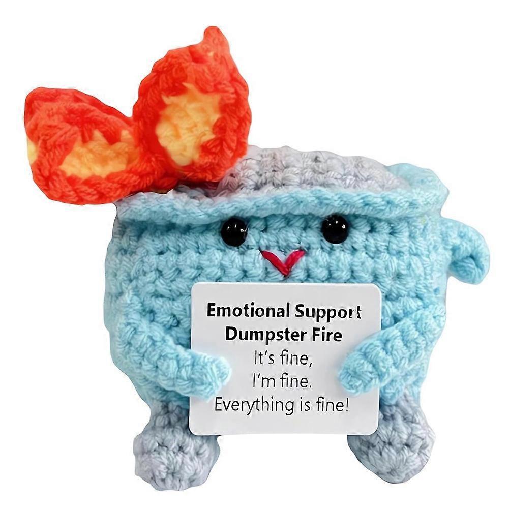 Crochet Positive Doll Cute Dumpster Fire Crochet Doll Blue