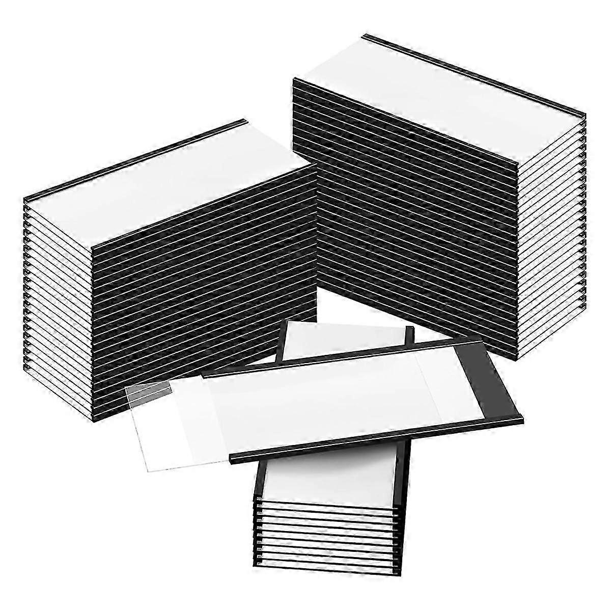 Magnetic Label Holders 4 X 2In C Channel Label Holders with Clear Plastic Protectors and White Paper Inserts 50 Sets
