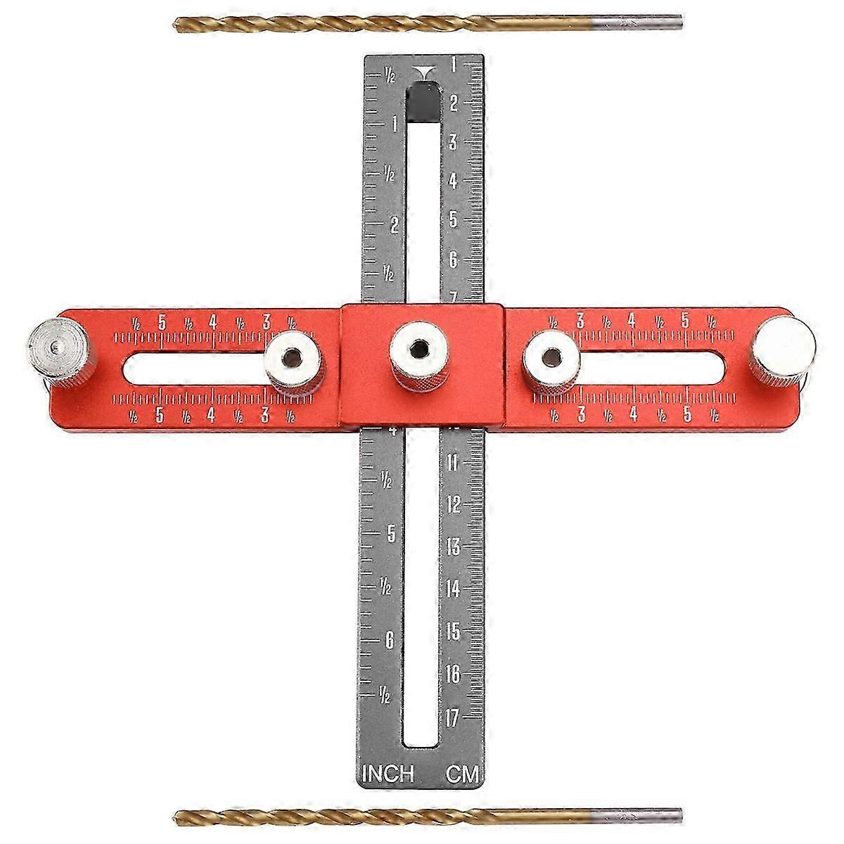 Handle Punching Positioner, Drawer Cabinet Door Handle Installation Aids Woodworking Hole Cutting Tool Orange + Gray
