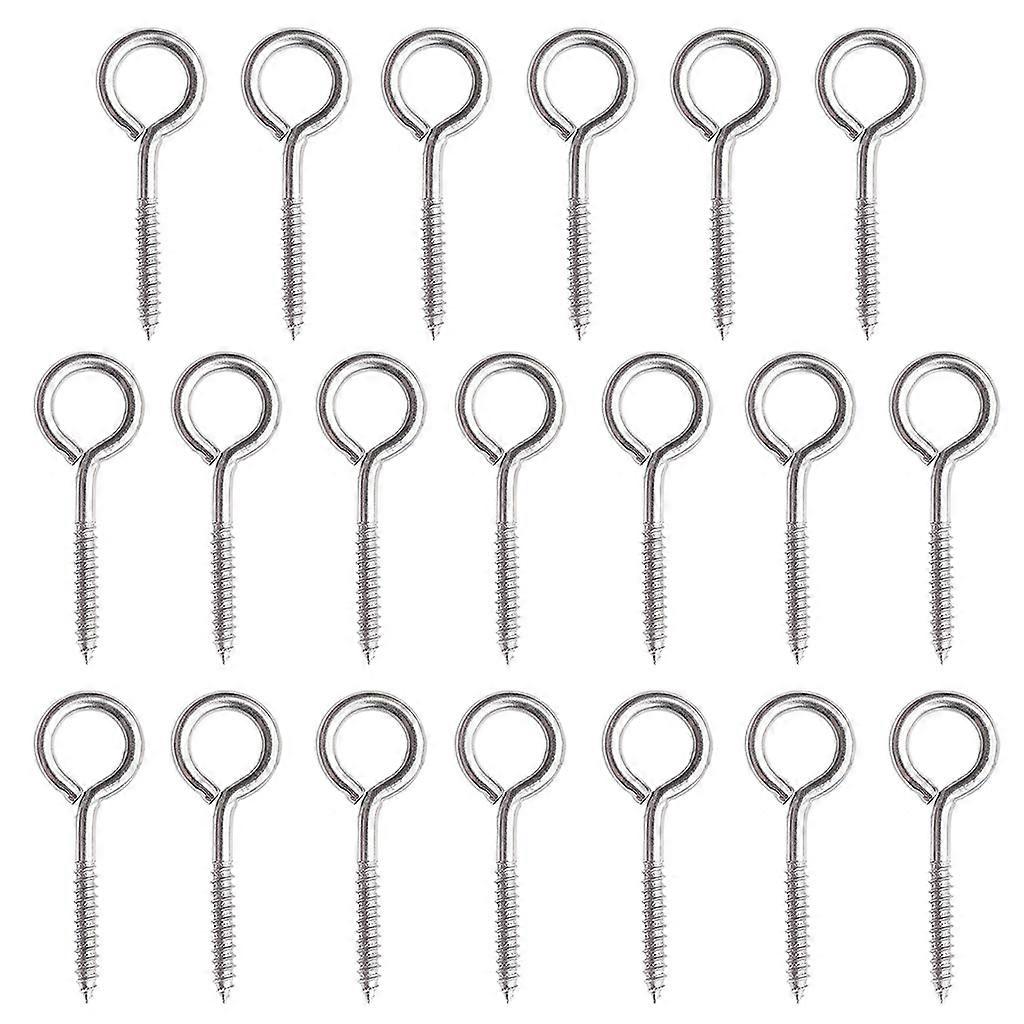 20Pieces M3/M4/M5 Threaded Screw-in Hanger Stainless Steel Eye Shape Ring Hooks Self Tapping Screws Hook Planters Hanger