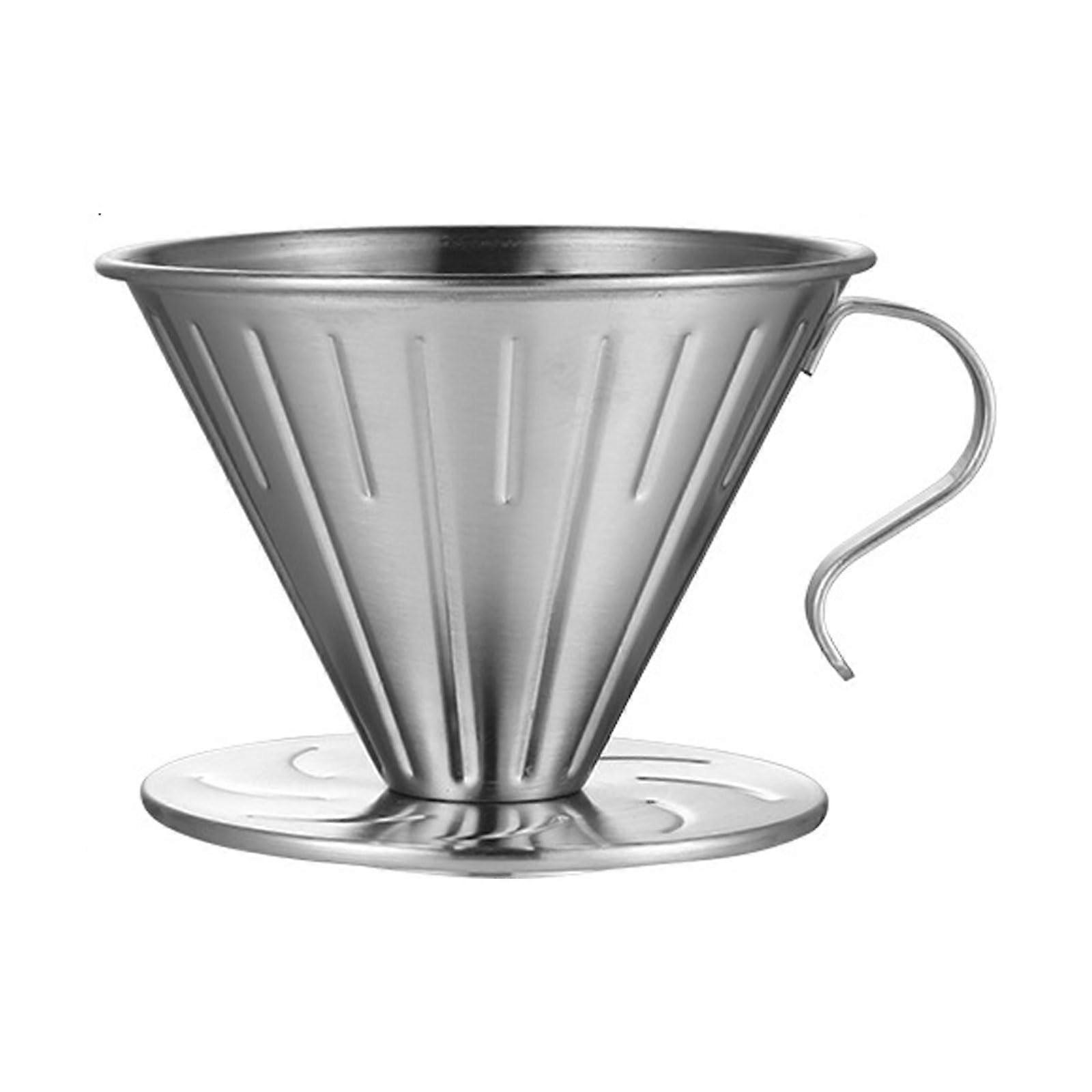 Travel Coffee Maker Reusable Stainless Steel Slow Filter Cone for Camping XL 1-4 Cups Portable Brewing System