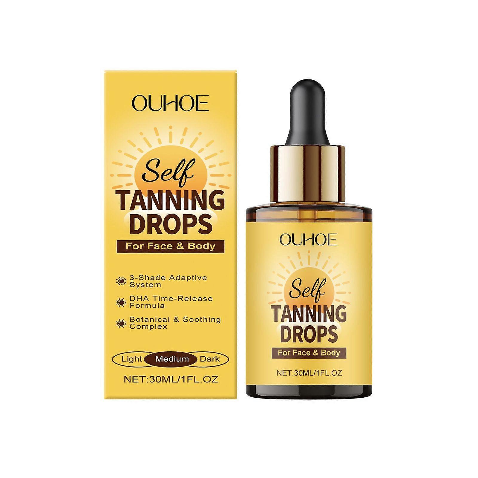 Selvbruningsdråper for ansiktet, selvbruningsdråper for ansikt og kropp, Gradvis bronzing-effekt, Lett solbruner for sensitiv hud, Naturlig solkysset glød