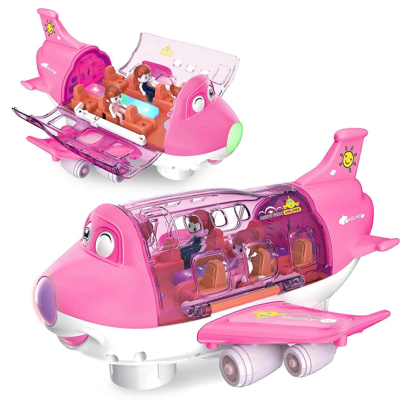 幼儿飞机玩具，3 4 5 岁生日飞机玩具，婴儿玩具碰撞和 Go 动作飞机（粉色）
