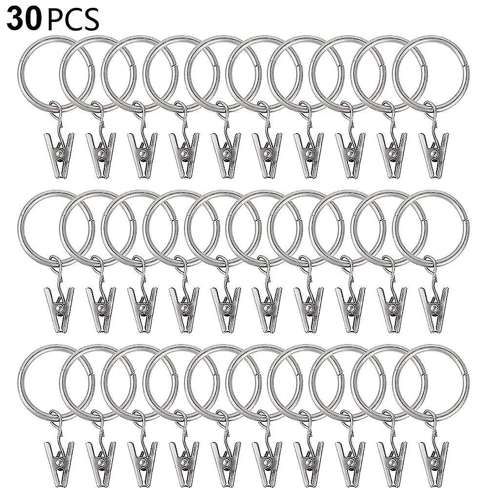 Set Of 30 Bronze Curtain Rings With Clips / Heavy-duty Decorative Metal Drape Clip Hooks Set With Grommets For Curtains,