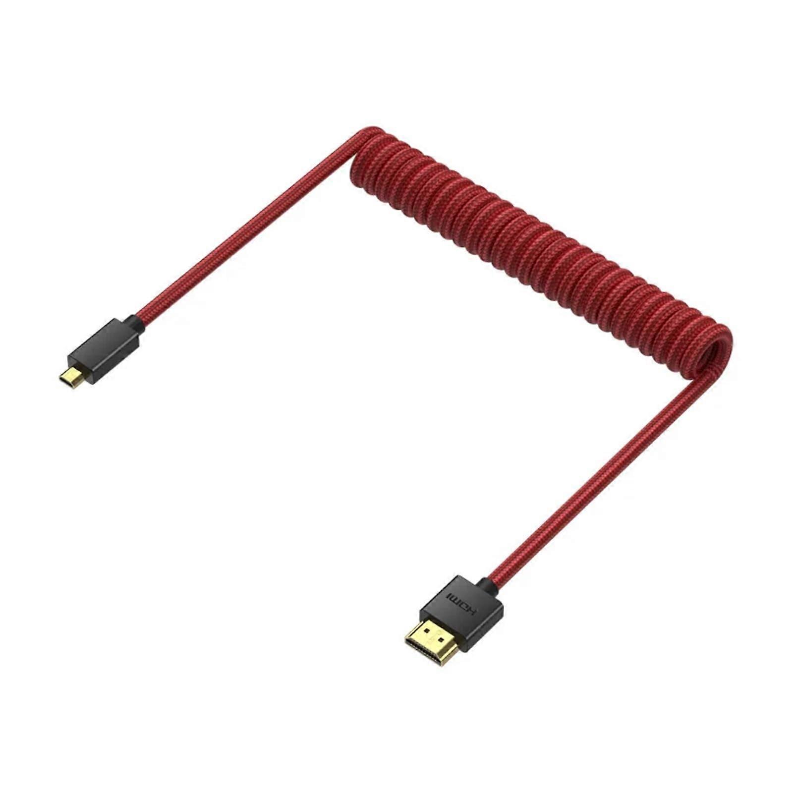 HDTV to Micro SLR Camera Astro 4K Monitor HDMI Cable 2M Telescopic Spring Wire for High-Definition Viewing