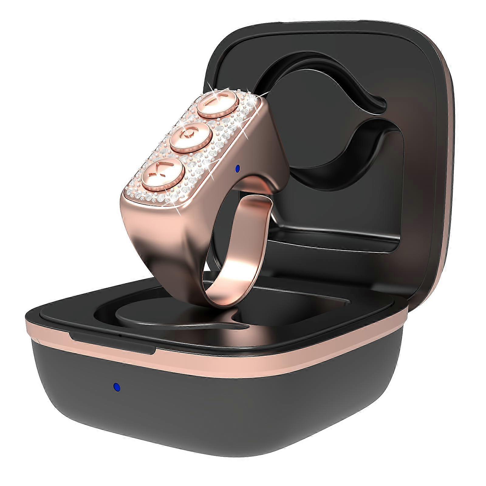 Fingertip Bluetooth Remote Control For iPhone Android iPad, Page Turner for TikTok, Selfie Button, Charging Case, Rose Pink