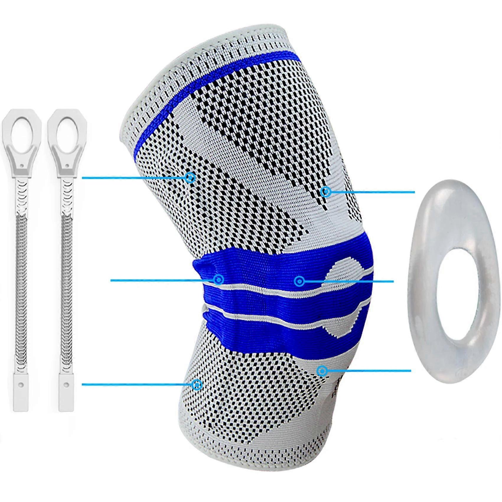 Knee Support Knee Brace Compression Sleeve with Side Stabilizers and Silicone Patella Gel Pad, Meniscus Tear, Arthritis Jogging