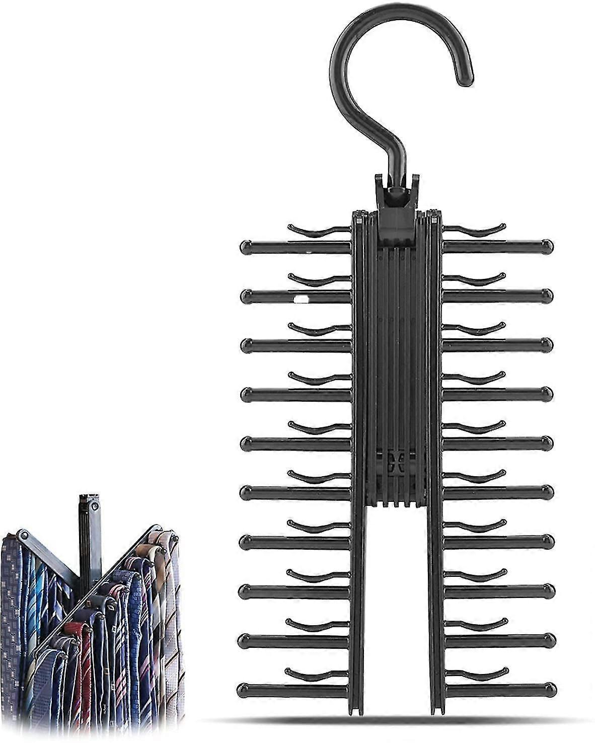 Hanger Hangers Tie Rack 20 Holders, 360 Degree Rotation Non-slip Chrome Metal