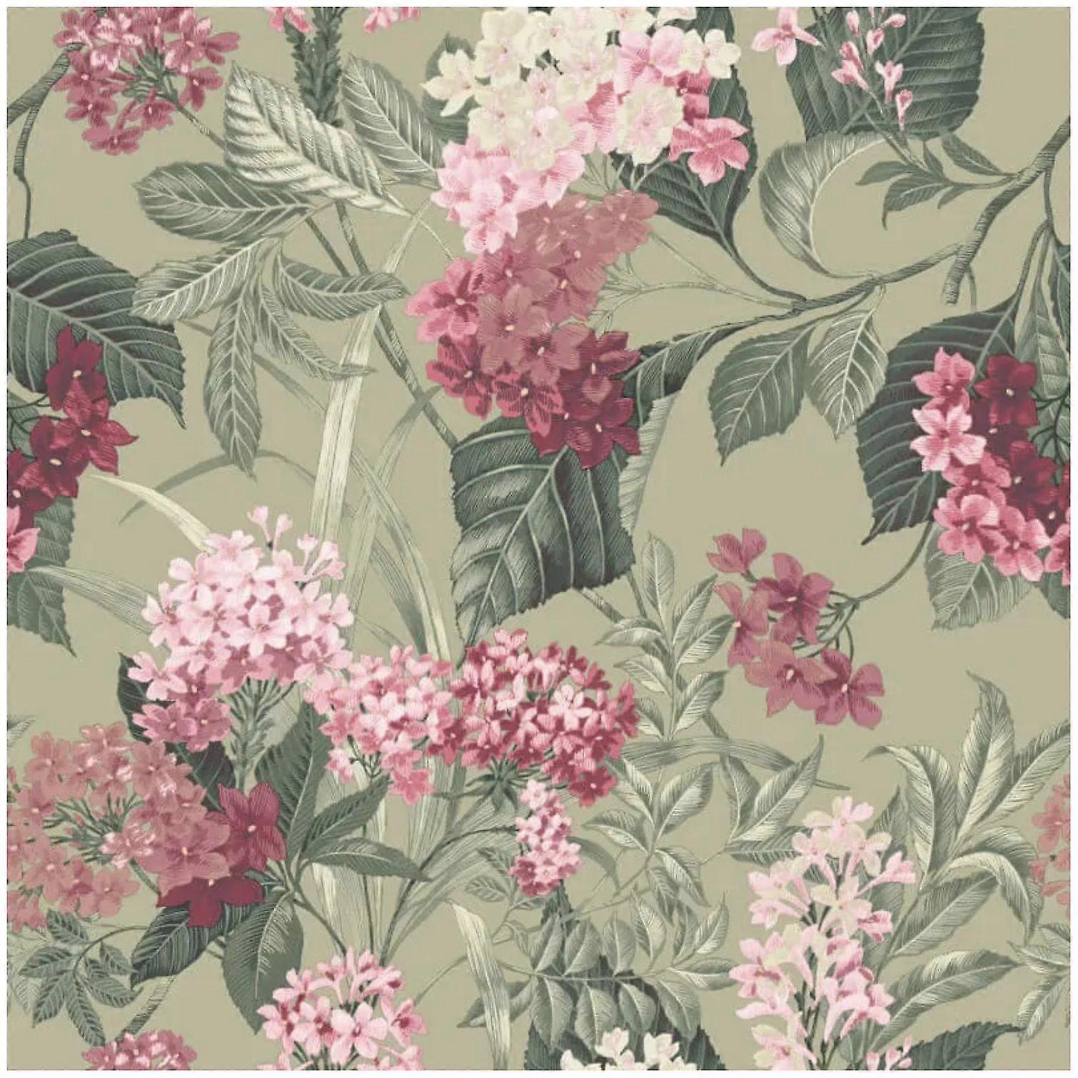 Belgravia Decor Misaki Sage/Pink Wallpaper