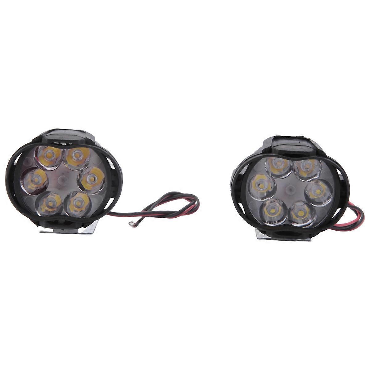 2Pcs 6 Led 10W 1000Lm Universal Scooter ATV Fog Spotlight 6000K White