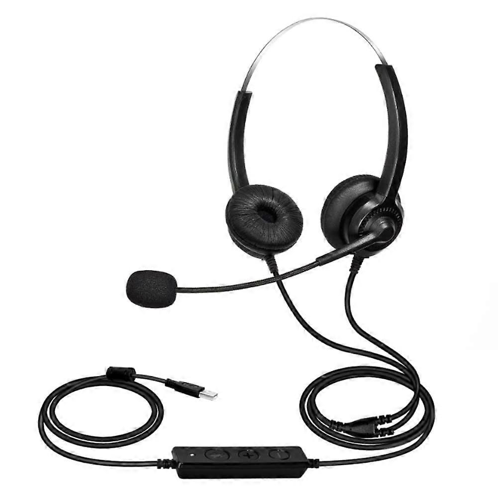 USB Headset with Microphone for PC, Noise Cancelling, Mute Function, Compatible with Skype, Zoom, Call Center Use