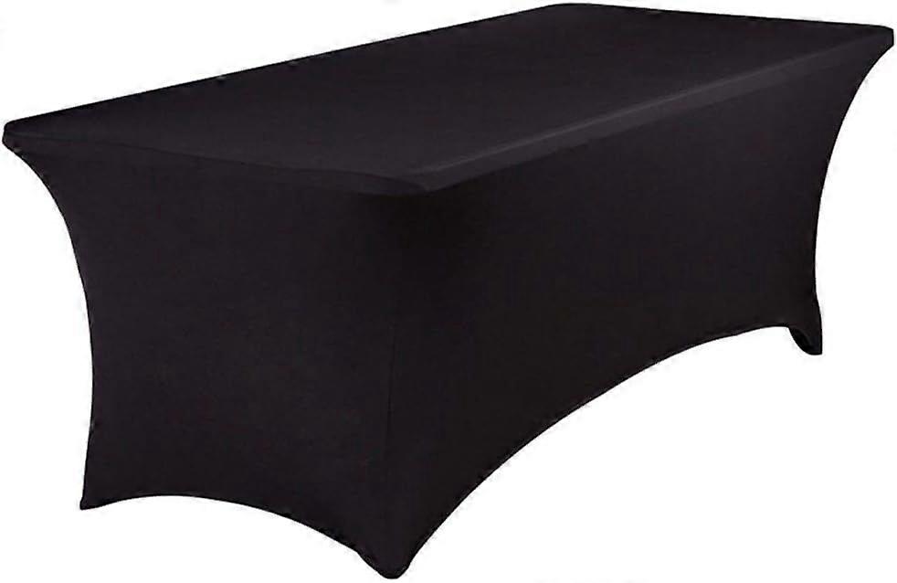8 ft Rrectangular Stretch Table Cover Spandex Fitted for bar Table, Wedding Table, Cocktail Table, Kitchen Table (Black, 8 Feet)