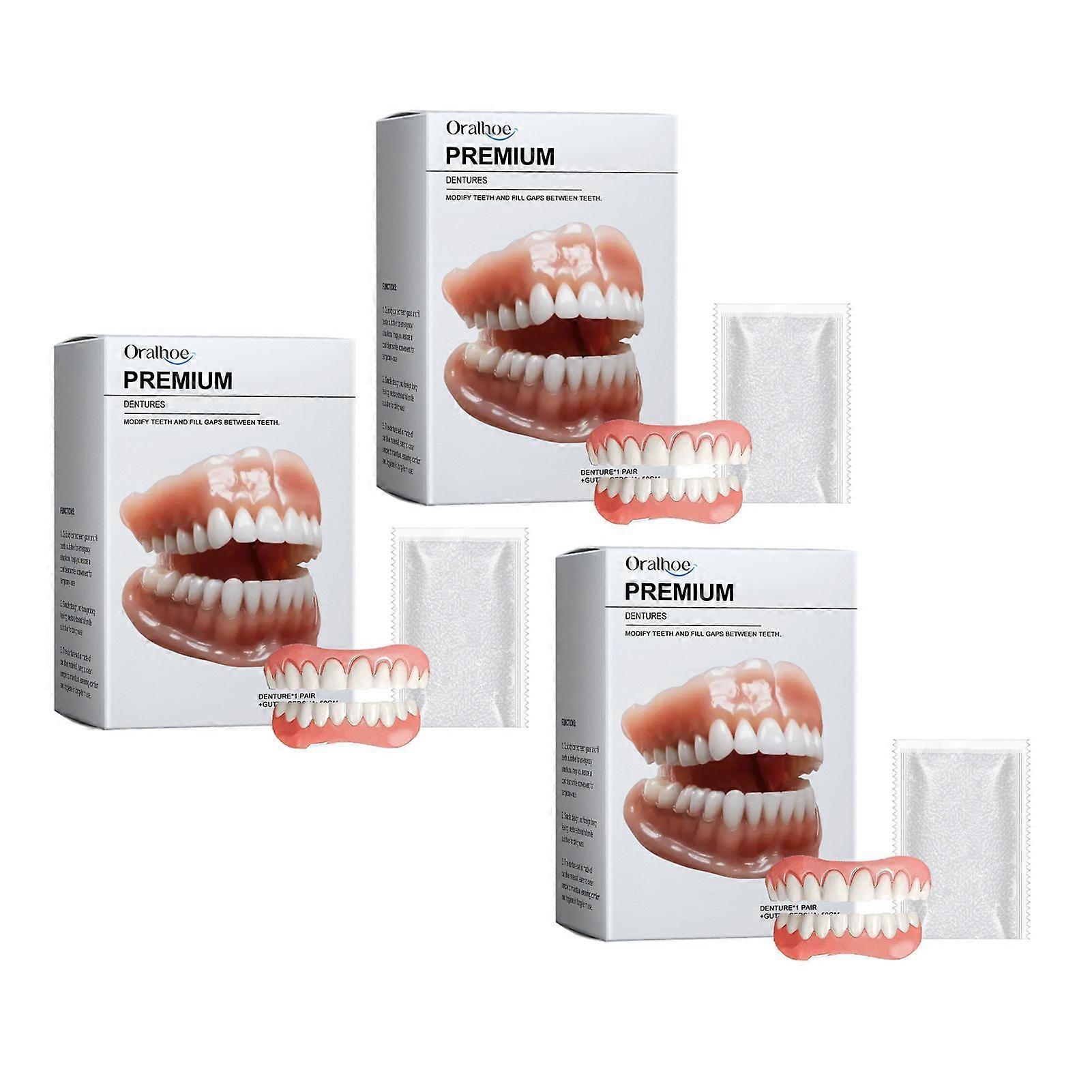 Premium Denture Set, Advanced Silicone Reline Denture Set Cosmetic Teeth Veneers for Perfect Smile
