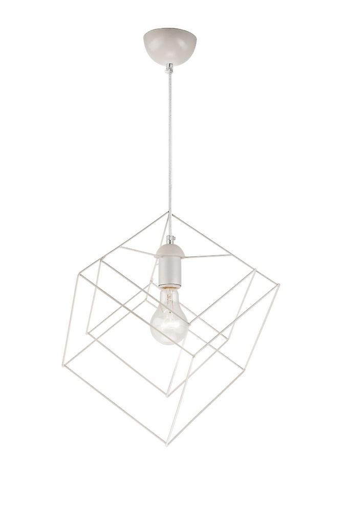 Wire Frame Pendant Ceiling Light White, 1x E27