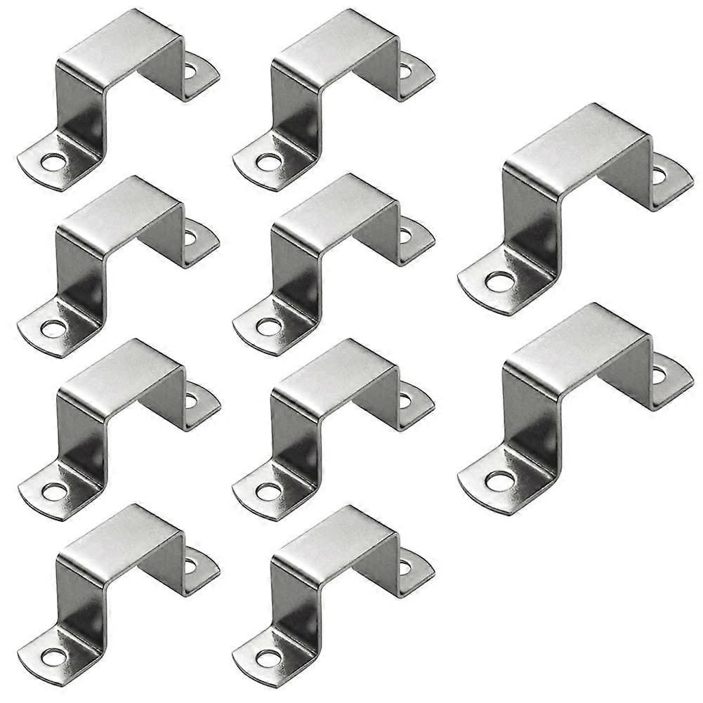 Square Pipe Clamp 10 Pcs Stainless Steel U-Shaped Saddle Clamp for 20mm Square Oblong Tubes, Heavy-Duty Buckle Set