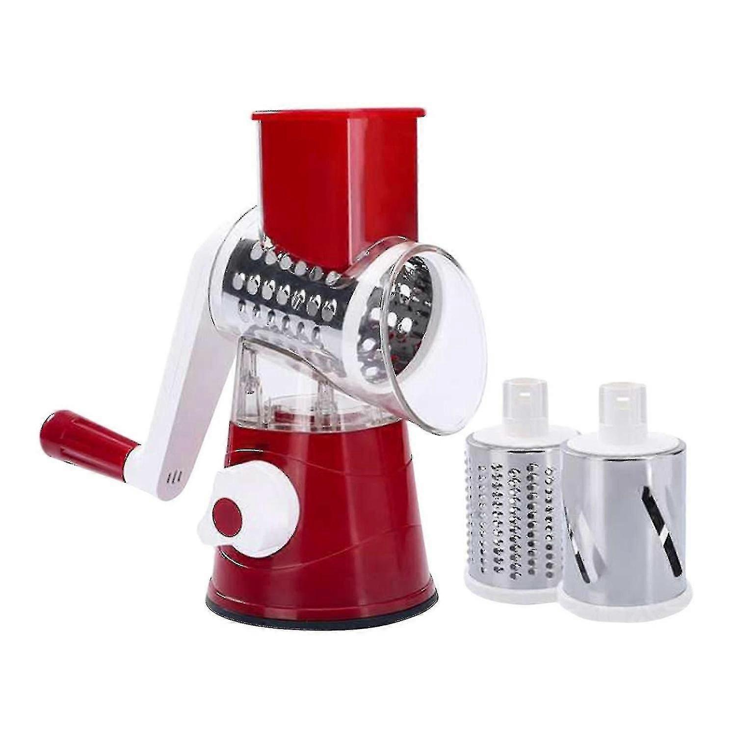 Hand Crank Multi-function Vegetable Cutter Household Kitchen Shredder Grater Red