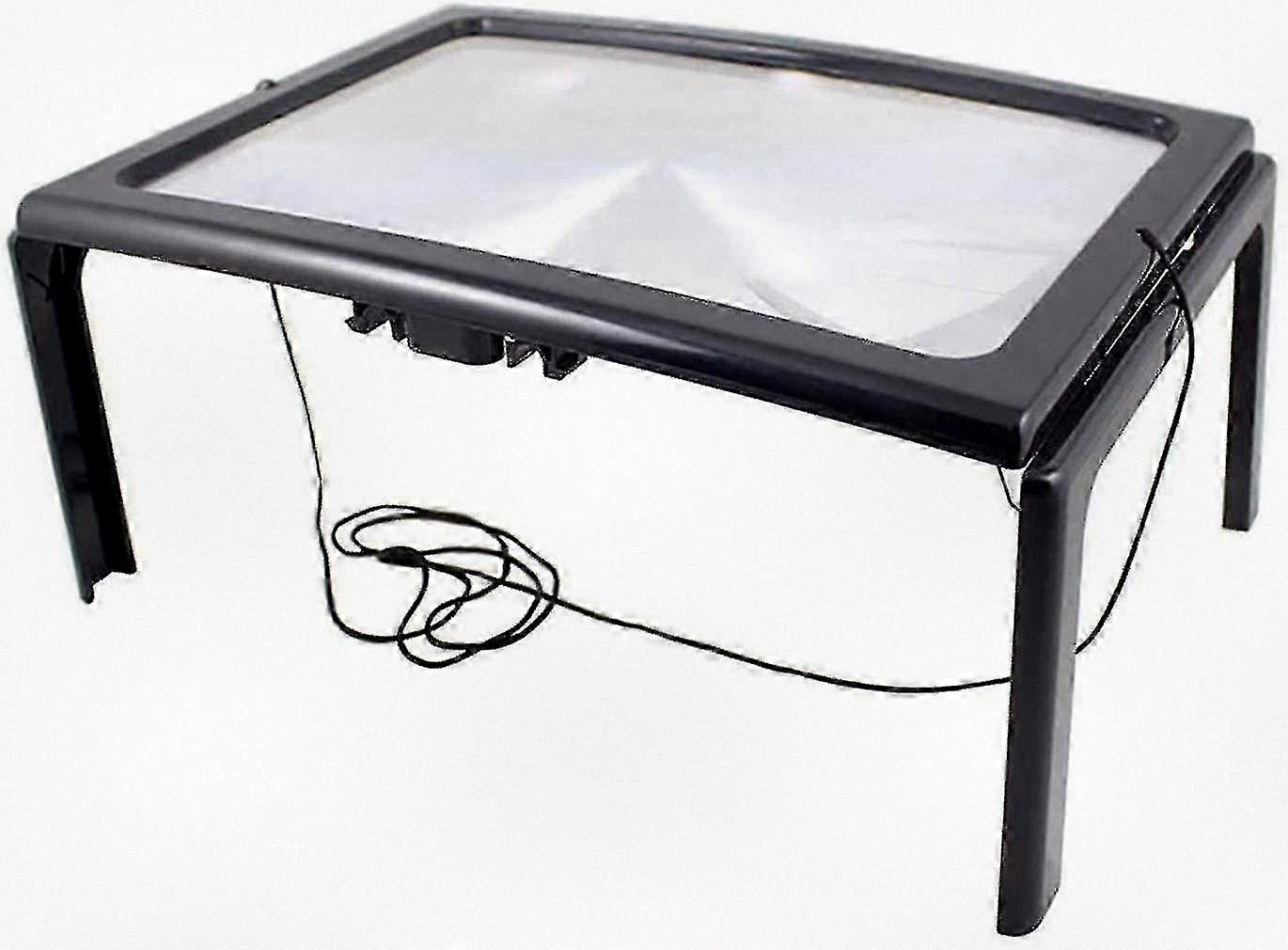 Large A4 Reading Magnifier featuring 4 LED Lights, Hands-free Foldable Desktop Stand, 3x Full Page Magnifying Lens Suitable for Various Uses