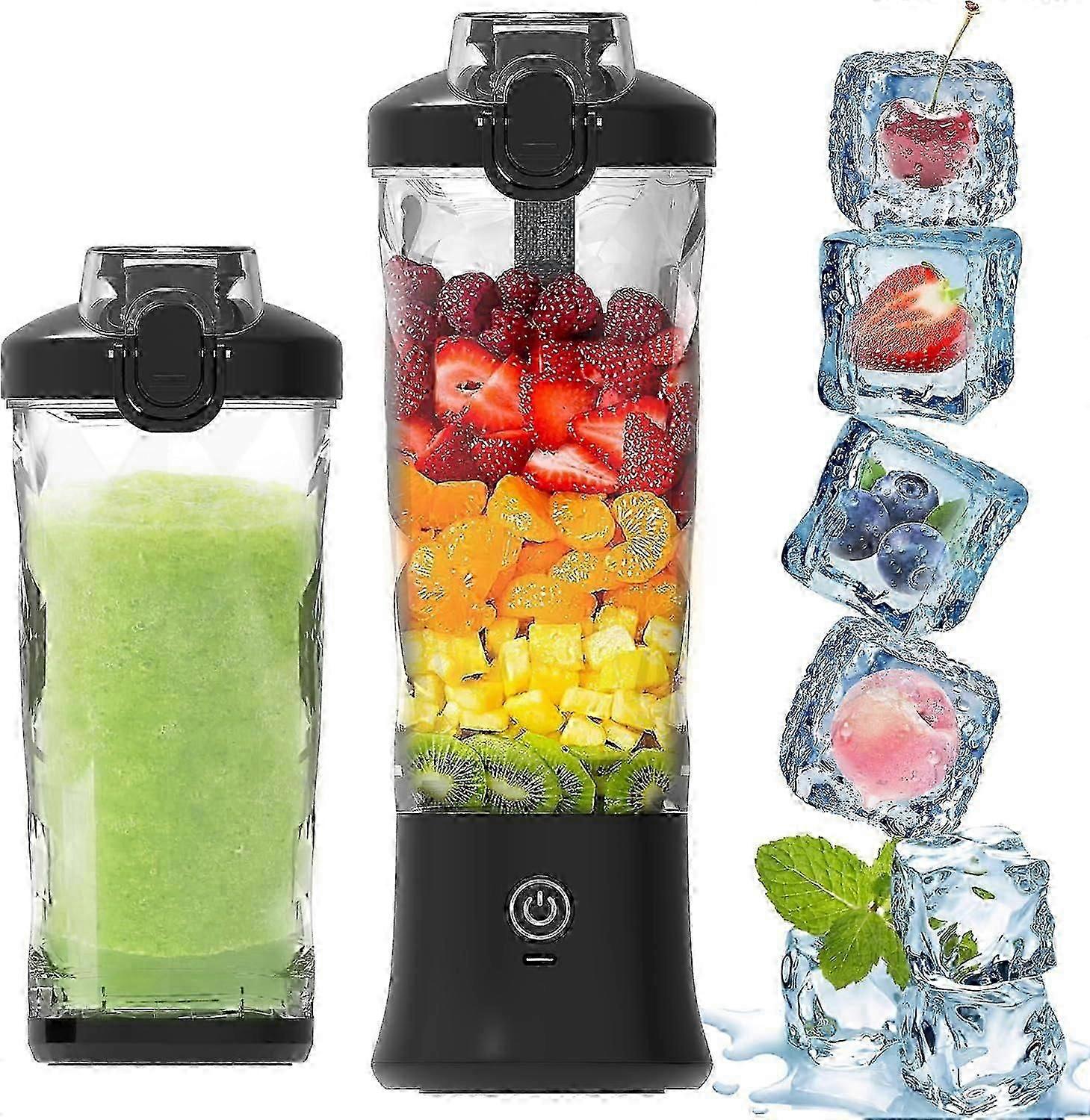Portable Blender -personal Size Blender 6 Blades,270w Powerful Blender For Shakes And Smoothies, 20 Oz Mini Blender Cup With Travel Lid And Usb Rechar