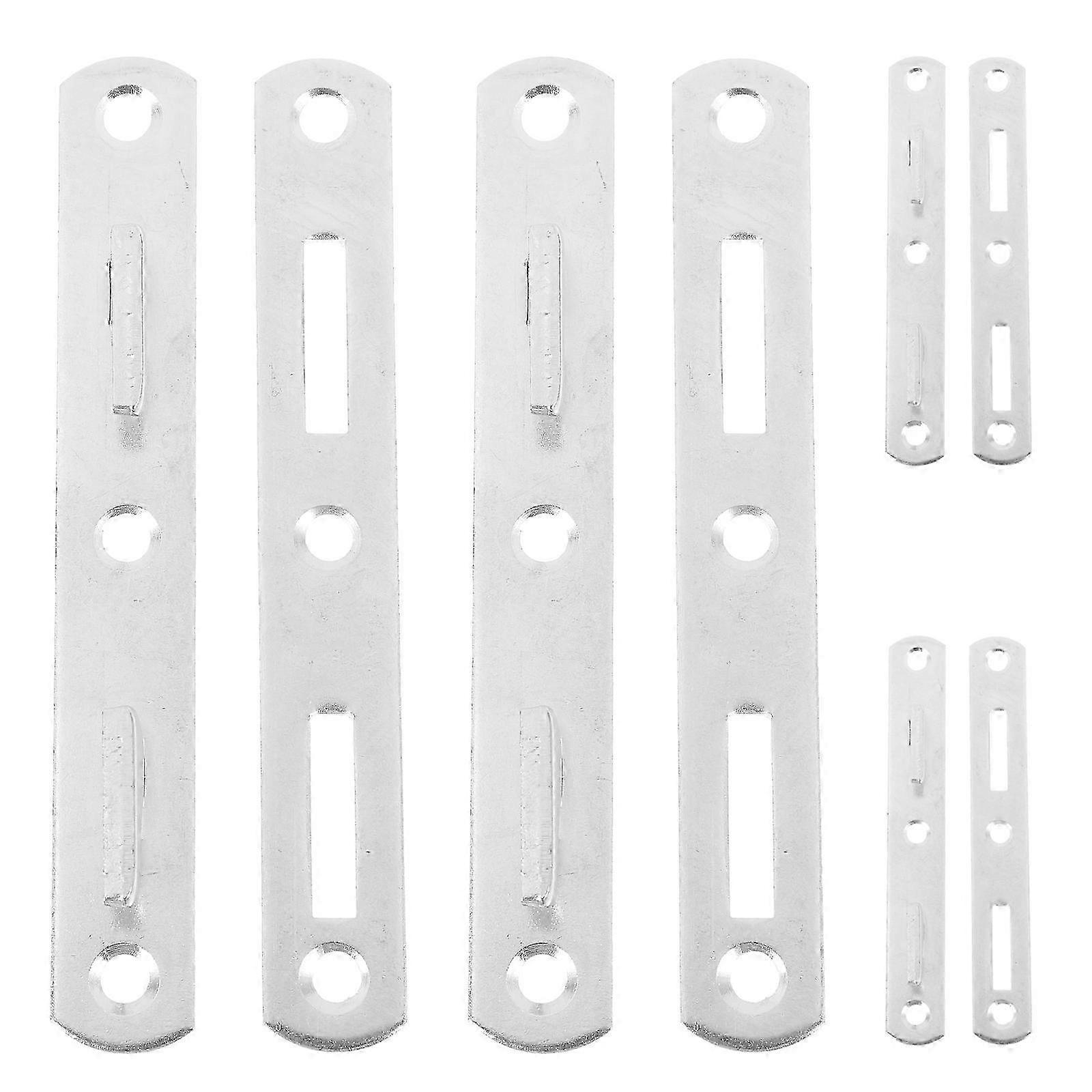 4 Pairs Bed Rail Brackets Replacement Fasteners Silver Bed Frame Hardware 12x1.5x0.28cm