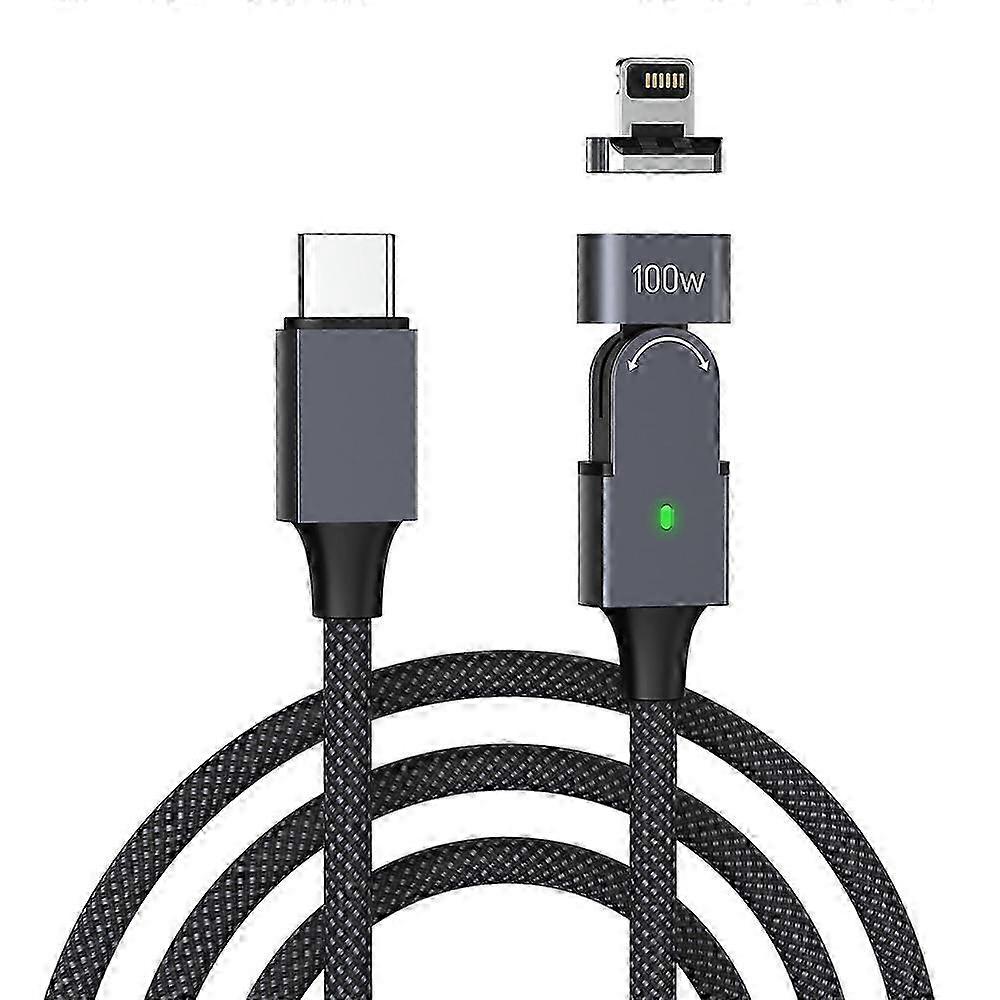 Type A 2m PD 100W Type-C Data Cable with iP Connector 180 Degree Rotating Magnetic for Certain Brand