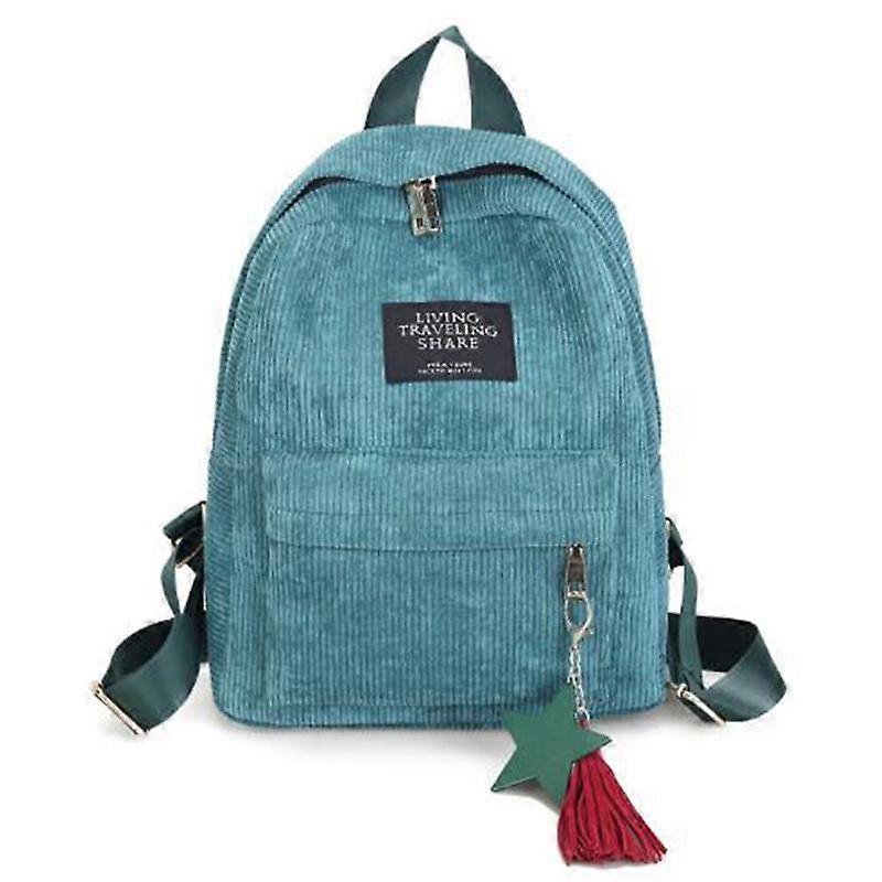 Mochila feminina Yogodlns para escola, com franjas, em veludo cotelê, estilo preppy.