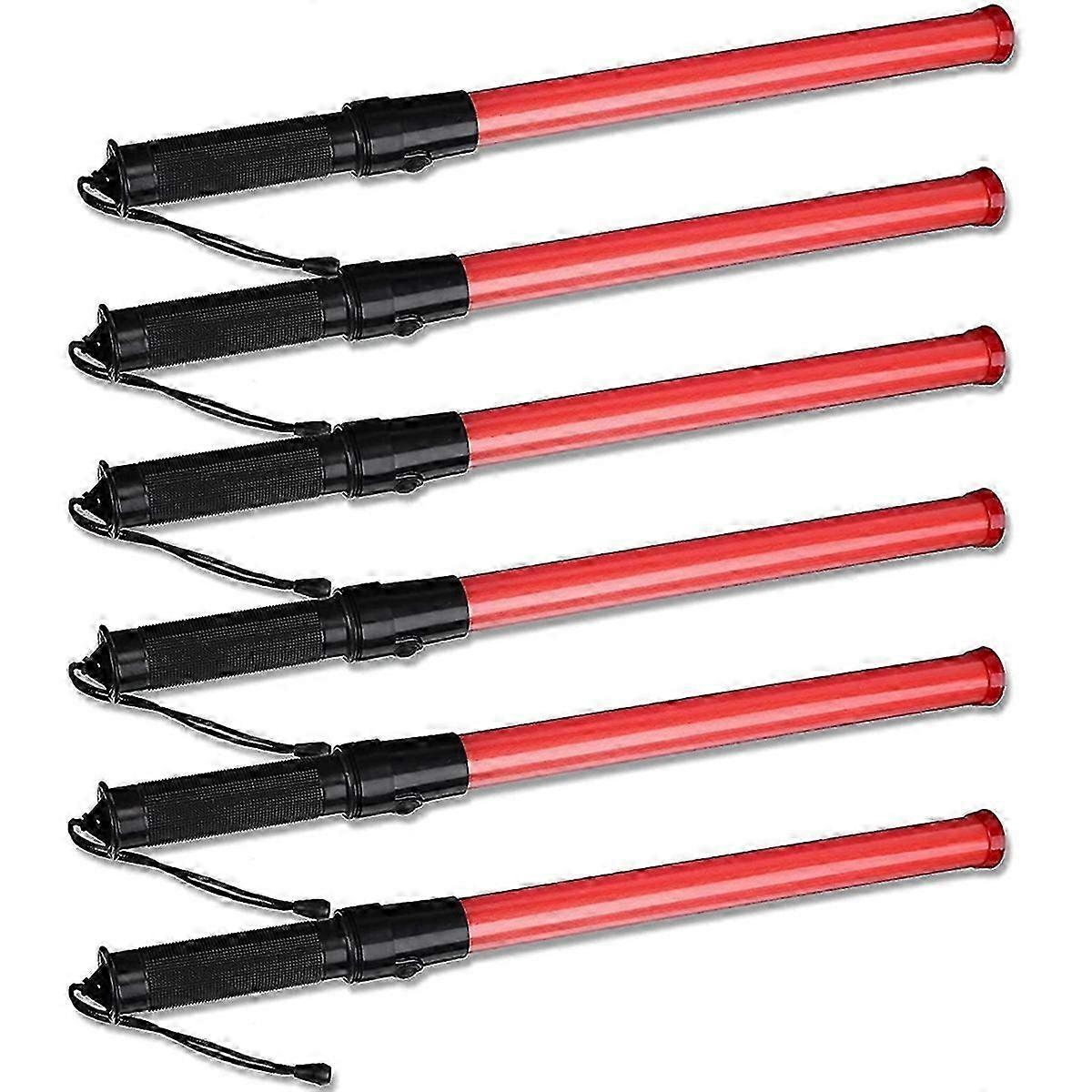 6 Pieces 41cm Signal Traffic Wand Lighted LED with 2 Flashing Patterns