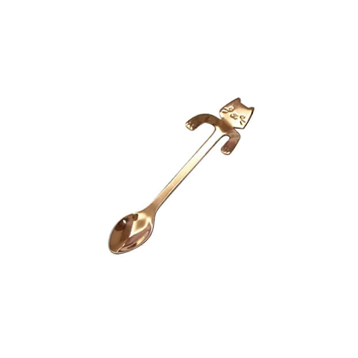 Stainless Steel Hanging Spoon Cat Design Rose Gold Color Not for Coffee Desserts or Appetizers