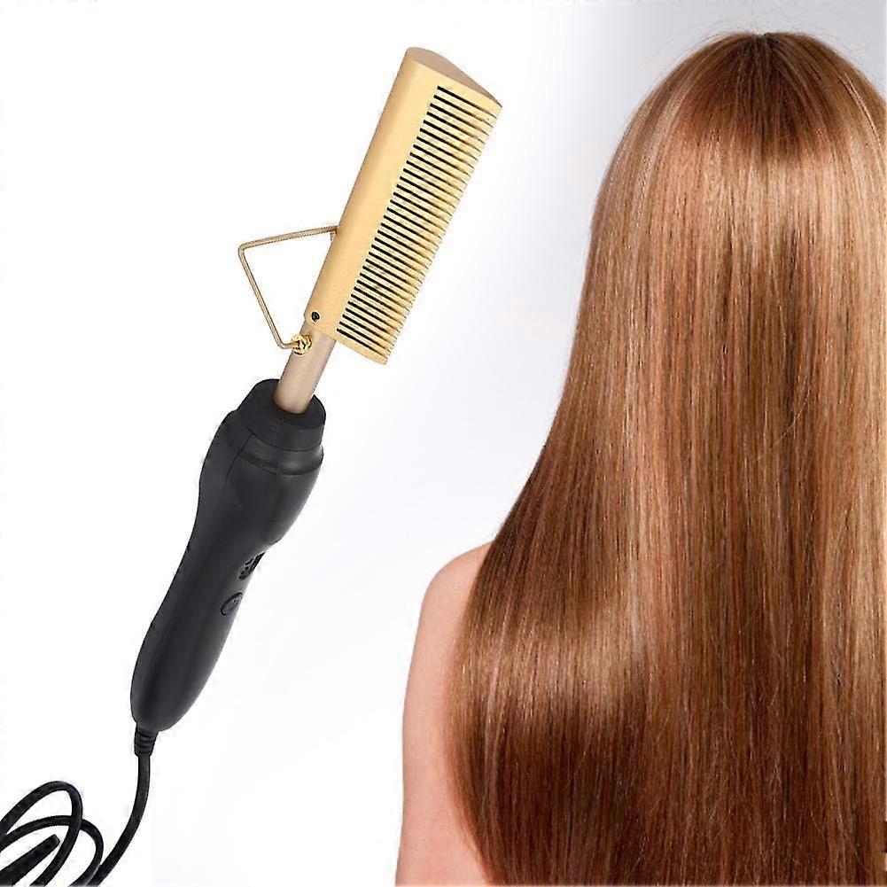 Electric Hot Comb, Portable Travel Curler, 3-Level Temperature, Straightening And Curling, Static Curling Iron, UK Plug