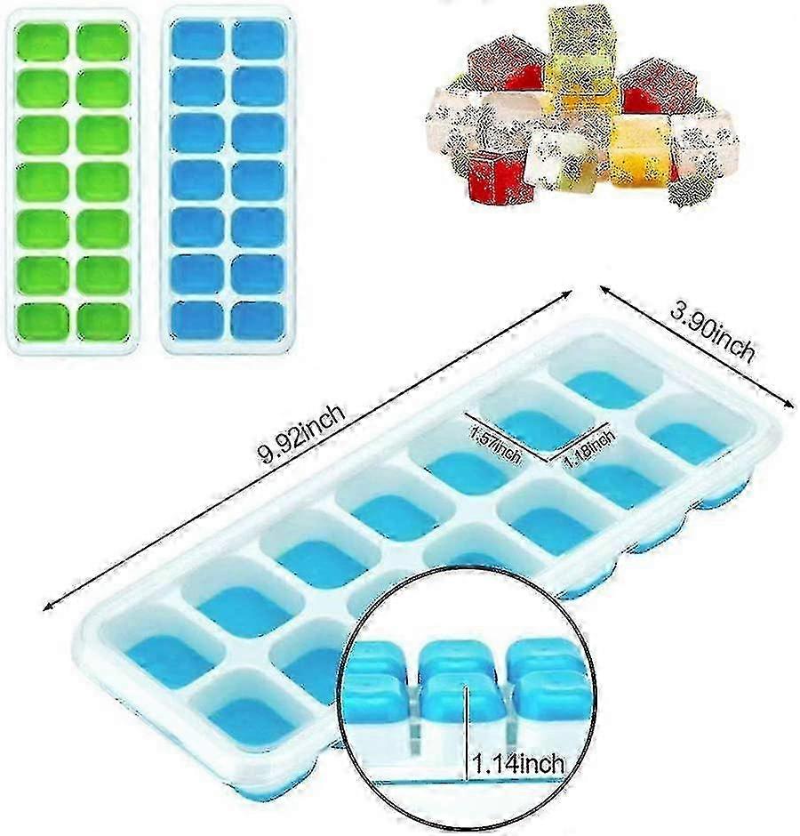 4pcs Ice Cube Mold with Lid, 14 Compartment Ice Tray for Creating Ice Cubes