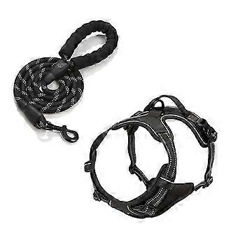 Heavy Duty Adjustable Reflective Oxford Dog Collar and Leash Set No Pull Pet Dog Harness Set for Small Medium Large Dogs