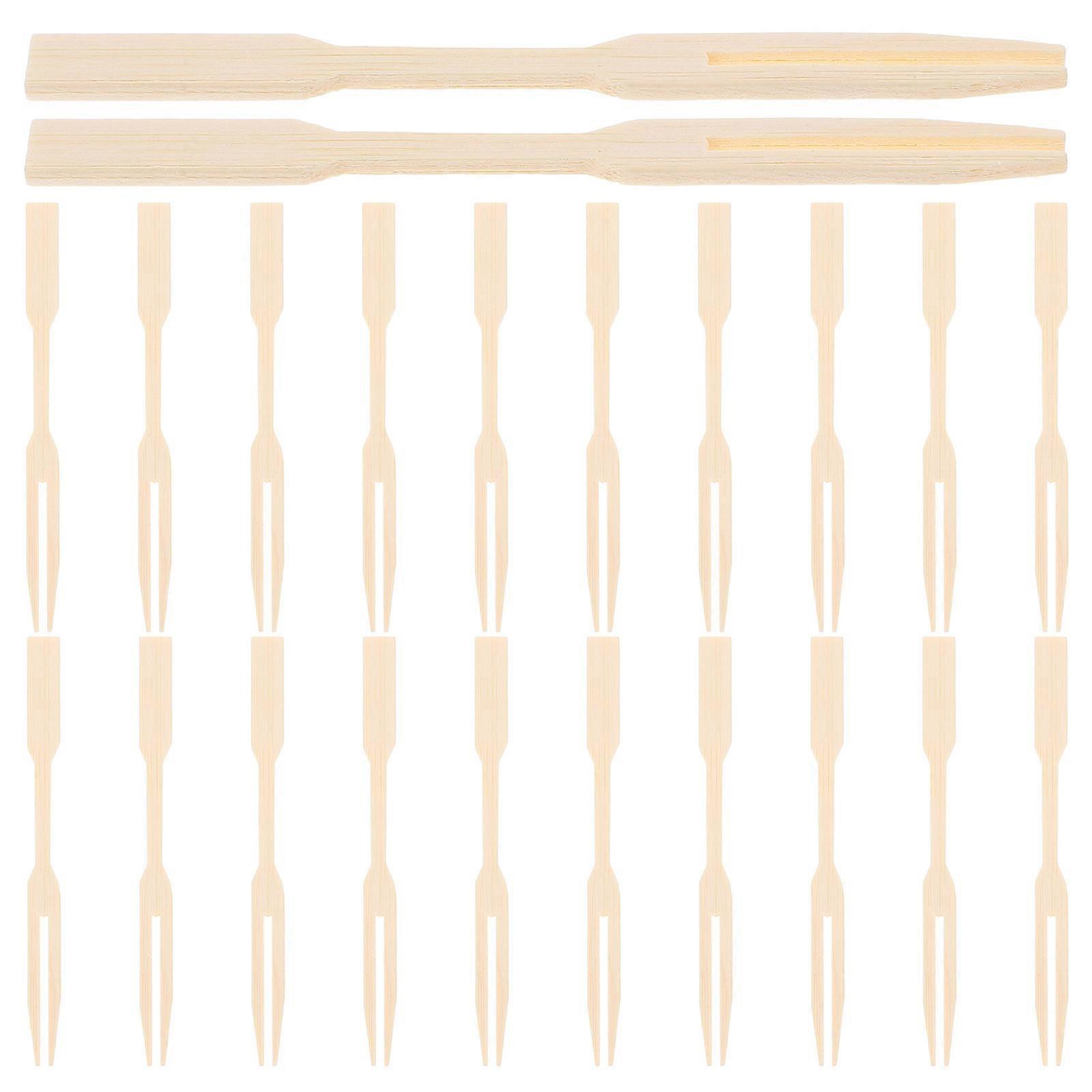 Flat Toothpicks Wood Fruit Fork For Serving Fruits Cakes Desserts Utensil 100Pcs