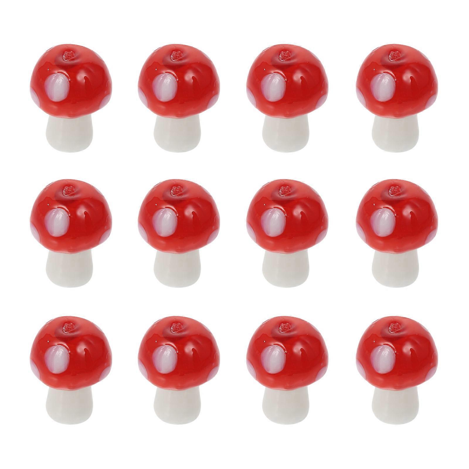 30Pcs Red Mushroom Charms Coloured Glaze Necklace Pendants DIY Jewelry Accessories for Decoration