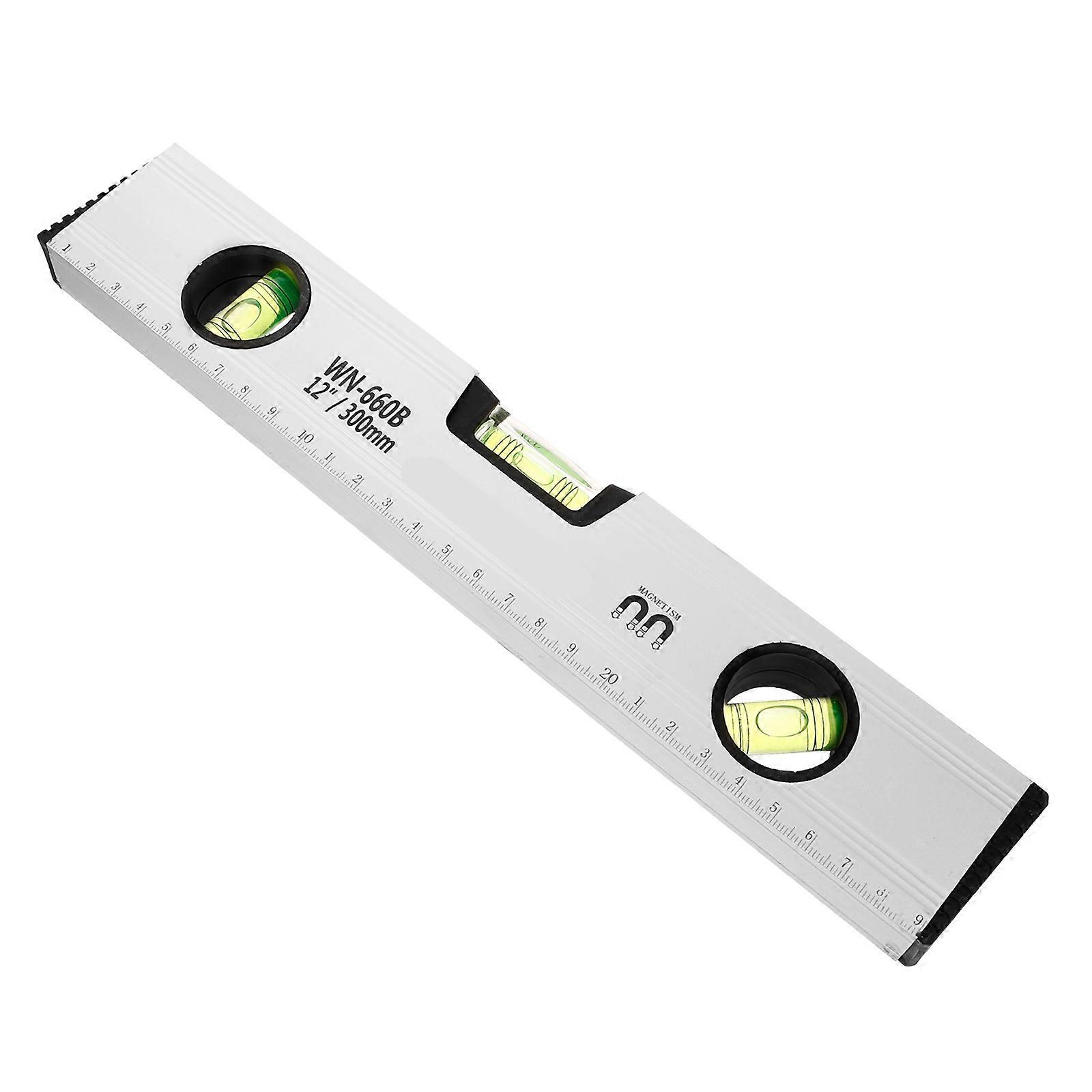 Household Ruler Level Tool Accurate Measurement Durable Construction Aluminum Alloy White Color 1Pack