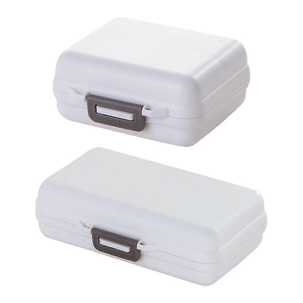 Pill Organizer With Compartments Portable Containers Mini White For Daily Use 2Pcs
