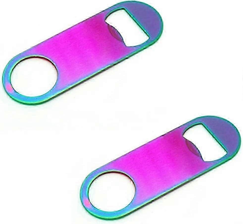 Rainbow Stainless Steel Bottle Openers - Sturdy Bar Tools, 2-Pack, Small Size