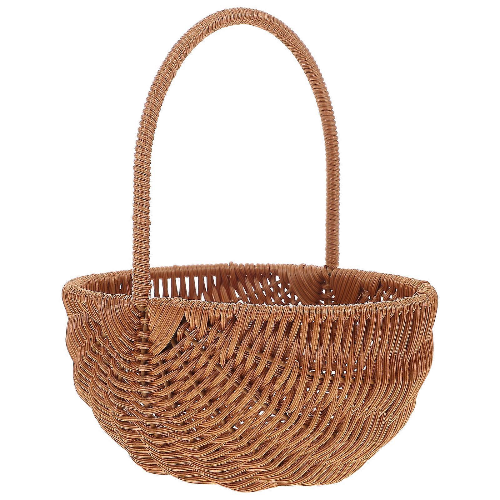 Easter Basket Light Brown Plastic Multi-Use Decor for Storage and Party