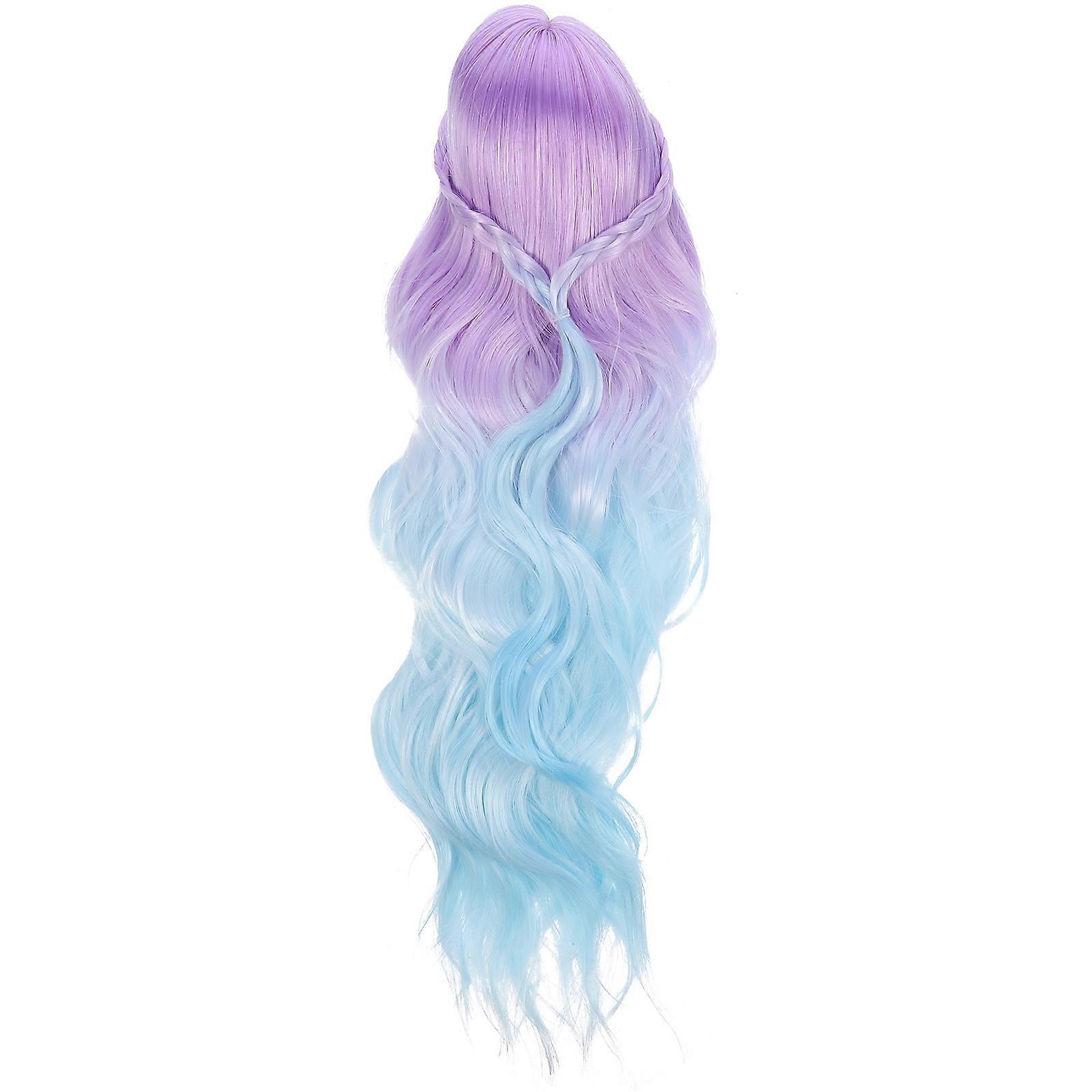 Long Wave Gradient Hair Wig Multi Color Skin Friendly Material for DIY Use
