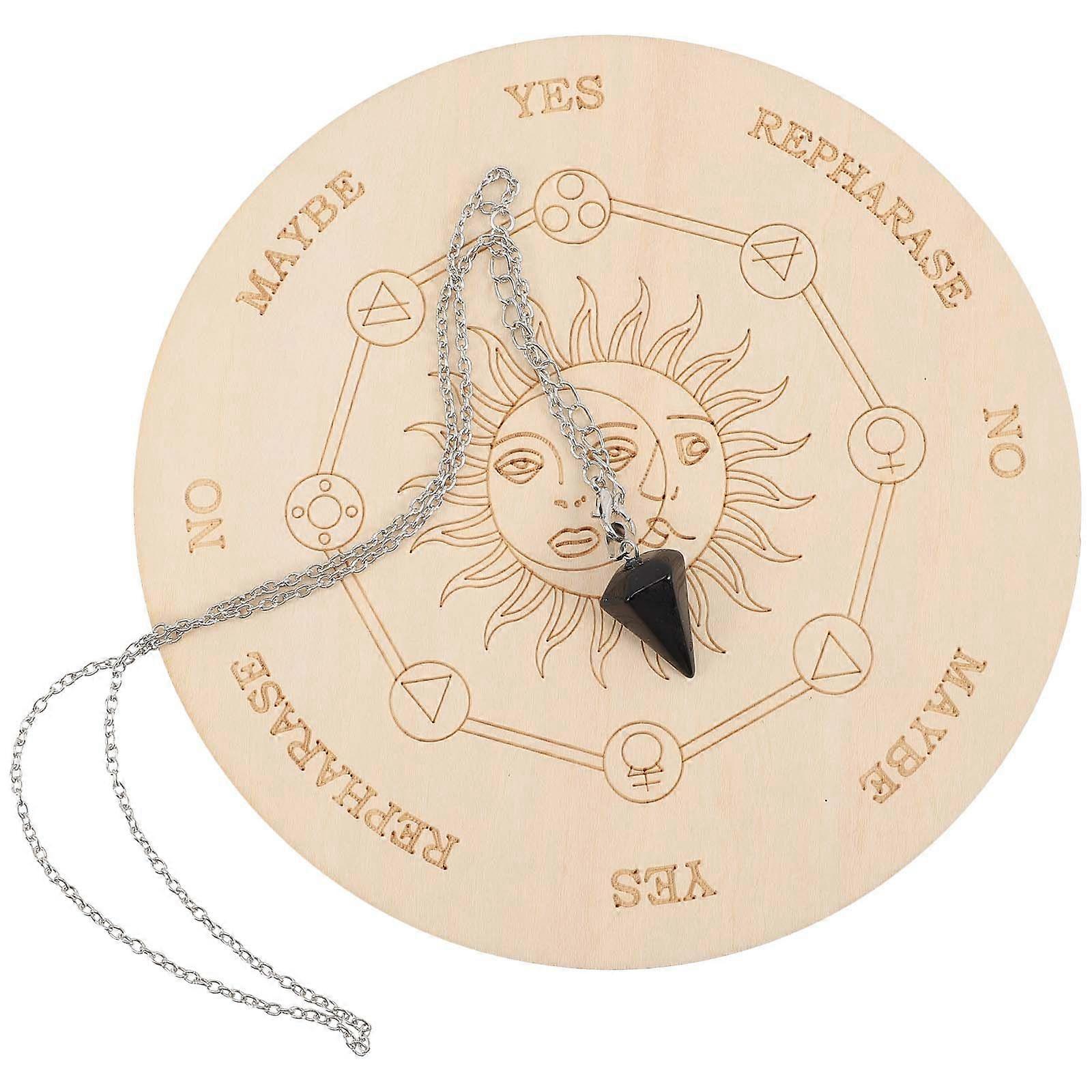 1 Set Altar Pendulum Board Wood Altar Board Metaphysical Message Board and Pendulum Necklace